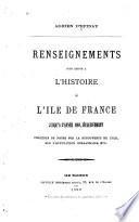 Renseignements pour servir à l'histoire de l'Île de France jusqu'à l'année 1810