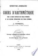 Répartition journalière du cours d'arithmétique pour le degré supérieur des écoles primaires et les sections préparatoires des écoles moyennes