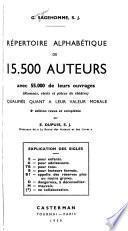 Répertoire alphabétique de 15.500 auteurs