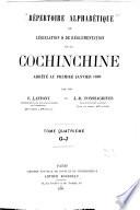Répertoire alphabétique de législation & de réglementation de la Cochinchine arrêté au premier janvier 1889