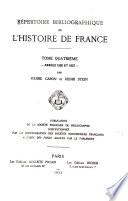 Répertoire bibliographique de l'histoire de France