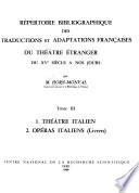 Répertoire bibliographique des traductions et adaptation françaises du théâtre étranger