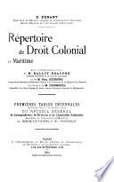 Répertoire de droit colonial et maritime