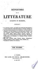 Répertoire de la littérature ancienne et moderne: des morceaux choisis avec des notes