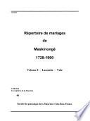 Répertoire de mariages de Maskinongé, 1728-1990: Lacombe-Yale