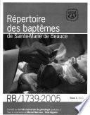 Répertoire des baptêmes de Sainte-Marie de Beauce: A à G