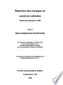 Répértoire des mariages du comté de Lotbinière