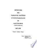 Répertoire des naissances, baptêmes et notes marginales de Saint-Maurice (comté Champlain), 1837-1993: Imbleau-Winner