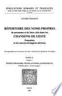 Répertoire des noms propres de personnes et de lieux cités dans les chansons de geste françaises et les oeuvres étrangères dérivées
