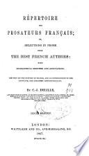 Répertoire des prosateurs français or selections in prose from the best French authors with biographical sketches and annotations