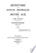 Répertoire des sources historiques du moyen age