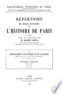 Répertoire des sources manuscrites de l'histoire de Paris