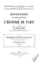Répertoire des sources manuscrites de l'histoire de Paris