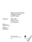 Repertoire Des Tableaux Vendus En France Au Xixe Siecle/Vol 1