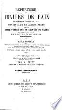 Répertoire des traités de paix de commerce, d'alliance, etc