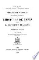 Répertoire général des sources manuscrites de l'histoire de Paris pendant la révolution française