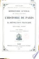 Répertoire général des sources manuscrites de l'histoire de Paris pendant la Révolution française