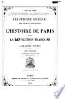 Répertoire général des sources manuscrites de l'histoire de Paris pendant la rěvolution franȧise