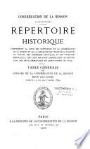 Répertoire historique, comprenant la liste des Supérieurs de la congrégation de la Mission et de la compagnie des Filles de la charité, le tableau des assemblées générales et des établissements, etc., une liste des actes apostoliques se rapportant aux deux communautés de Saint-Vincent de Paul, et la Table Générale des Annales de la Congrégation de la Mission depuis leur origine jusqu'à la fin de l'année 1899