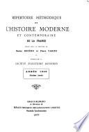 Répertoire méthodique de l'histoire moderne et contemporaine de la France pour année 1898-