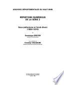 Répertoire numérique de la série Z. Sous-préfectures et fonds divers, 1800-1870