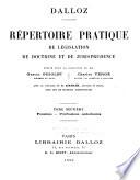 Répertoire pratique de législation, de doctrine et de jurisprudence