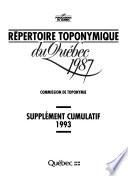 Répertoire toponymique du Québec, 1987