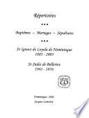 Répertoires--baptêmes, mariages, sépultures, St-Ignace de Loyola de Nominingue, 1883-2003, St-Judes de Bellerive, 1941-1976