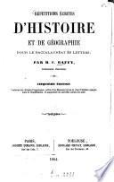 Répétitions écrites d'histoire et de géographie pour le Baccalauréat ès Lettres