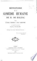 Répetoire de la Comédie humaine de H. de Balzac