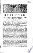 Réplique pour M. le Président de Périgny, à la réponse de Madame la Présidente de la Marche [Signée Perchet]
