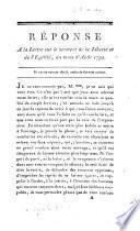 Réponse A la Lettre sur le serment de la Liberté et de l'Egalité, du mois d'Août 1792
