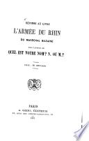 Réponse au livre L'Armée du Rhin du Maréchal Bazaine