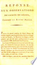 Réponse aux observations du comte de Ségur, concernant le Livre rouge