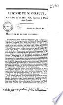 Réponse de M. Girault, à la Lettre du 25 mars 1808, imprimée à Dijon chez Frantin