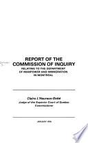 Report of the Commission of Inquiry Relating to the Department of Manpower and Immigration in Montreal