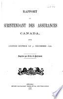 Report of the Superintendent of Insurance for Canada