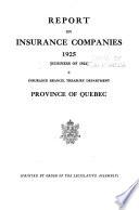 Report [On] Insurance Companies and Mutual Benefit Associations
