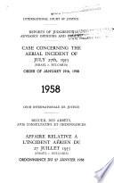 Reports of Judgments, Advisory Opinions and Orders