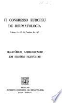 Reports Presented at the Plenary Sessions