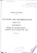 Resolutions and Recommendations Adopted by the Assembly During Its ... Session