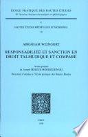 Responsabilité et sanction en droit talmudique et comparé