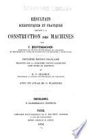 Résultats scientifiques et pratiques destinés à la construction des machines
