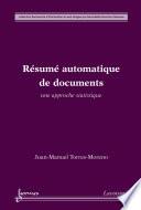 Résumé automatique de documents : une approche statistique