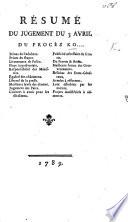 Résumé du jugement du 3 Avril du procès Ko.... [i.e. Kornmann].