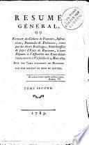 Résumé général, ou, Extrait des cahiers de Pouvoirs, Instructions, ... remis par ... Bailliages, Sénéchaussées & pays d'Etats du Royaume, ... Versailles le 4 mai 1789