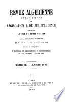 Revue algérienne, tunisienne et coloniale de législation et de jurisprudence