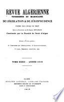 Revue algérienne, tunisienne et marocaine de législation et de jurisprudence