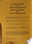 Revue Canadienne de Linguistique Romane