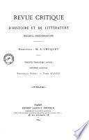 Revue critique d'histoire et de littérature
